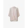 Leem Womens  Wrap-detail Short-sleeve Jersey Top In Pink