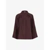 Leem Womens Brown Pleat-front Relaxed-fit Cotton-blend Blouse In Brown