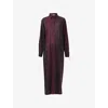 Leem Womens Purple Abstract-print Relaxed-fit Stretch-woven Maxi Shirt