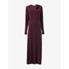 Leem Womens Purple Cut-out Gathered Stretch-jersey Maxi Dress