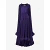 Leem Womens  Frill-trim Marked-waist Woven Maxi Dress In Purple