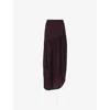 Leem Womens Purple Gathered-pleat Asymmetric-hem Woven Midi Skirt Xl