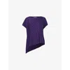 Leem Womens  Geometric-pattern Plisse Woven Top In Purple