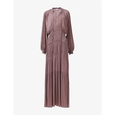 Leem Womens  Shirred-waist Woven Maxi Dress