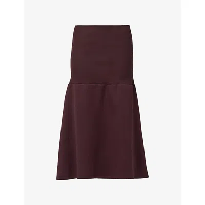 Leem Womens  Yoke-detail Fit-and-flare Stretch-woven Skirt In Purple