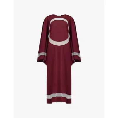 Leem Womens  Circle-print Floaty-sleeve Woven Kaftan In Red