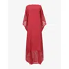 Leem Womens Laser Cut Woven Kaftan Dress Red In Red