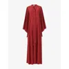 Leem Womens Red Tie-detail Bell-sleeve Woven Maxi Dress