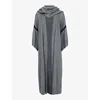 Leem Womens Grey Scarf Long-sleeve Maxi Knitted Cardigan In Grey