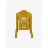 Leem Womens Green Sequin-embellished Funnel-neck Knitted Jumper In Green