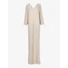 Leem Womens  V-neck Long-sleeve Metallic-yarn Kaftan In Grey