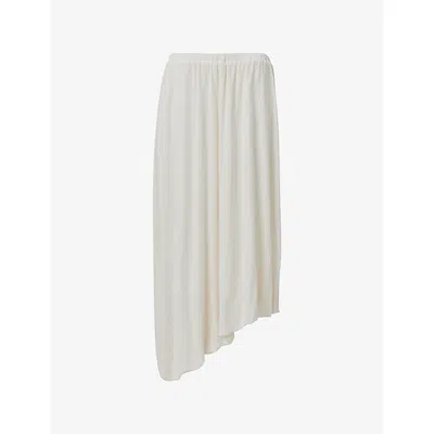 Leem Womens White Asymmetric Bubble Modal-jersey Midi Skirt
