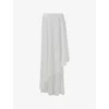 Leem Womens  Asymmetric-skirt Wide-leg Knitted Trousers In White