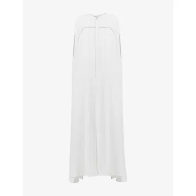 Leem Womens  Cape Braid-embroidered Abaya Dress Set In White