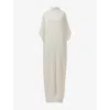 Leem Womens White Circular Pattern Plisse Woven Kaftan
