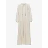 Leem Womens  Long-sleeve Lace Woven Kaftan In White