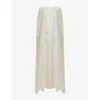 Leem Womens White Rhinestone-embellished Relaxed-fit Cape Maxi Dress In White