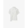 Leem Womens  Scarf-detail Short-sleeve Jersey T-shirt In White
