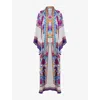 Leem Womens  Tie-neck Floral-print Woven Maxi Dress In White