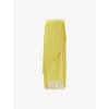 Leem Womens Dual-tone Asymmetric Plisse Woven Maxi Skirt Yellow