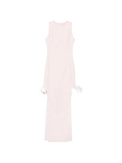 Leen Mougrhabi Amour Bow-detail Boat-neck Maxi Dress In Pink
