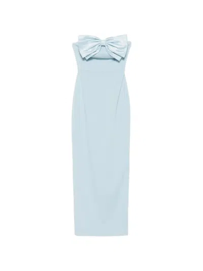 Leen Mougrhabi Angelique Oversized-bow Bandeau Maxi Dress In Blue