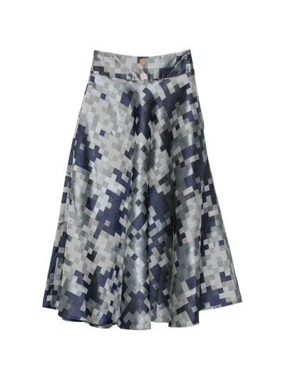 Leen Mougrhabi Evelyn A-line Midi Skirt In Blue