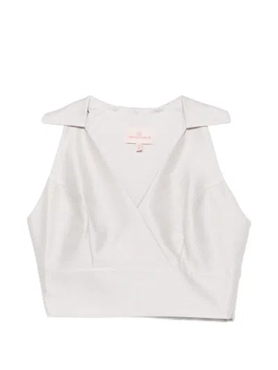 Leen Mougrhabi Evelyn V-neck Crop Top In Gray