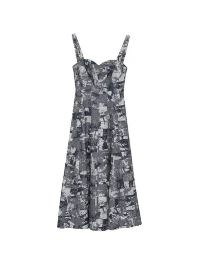Leen Mougrhabi Grace Sweetheart-neckline A-line Midi Dress In Blue
