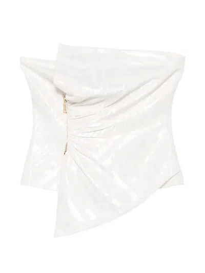 Leen Mougrhabi Noor Asymmetric Jacquard Top In White