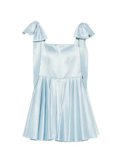 Leen Mougrhabi Reve Bow-detail Flared Mini Dress In Blue