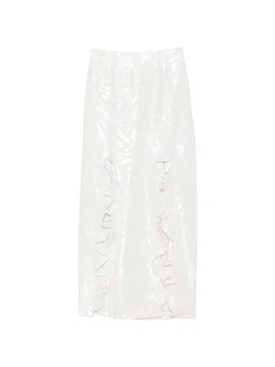 Leen Mougrhabi Zara Ruffled Slit Maxi Skirt In White