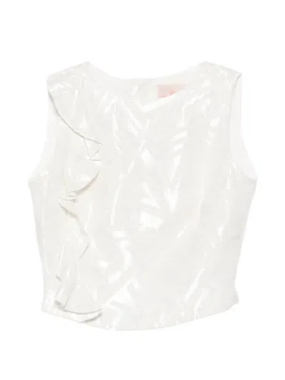 Leen Mougrhabi Zara Ruffle-detail Sleeveless Top In White