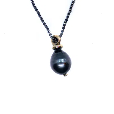 Lef Jewelry Men's Grey Black Pearl Necklace - Tahiti Pearl In Blue