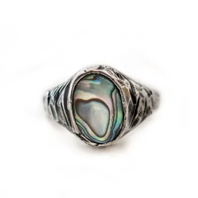 Lef Jewelry Men's Silver Jack Sparrow - Abalone Shell Signet Ring