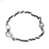 Lef Jewelry Men's White / Black / Silver Double Pearl Bracelet In Silver