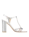 Lefabian Woman Sandals Silver Size 7 Leather In Silver