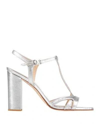 Lefabian Woman Sandals Silver Size 7 Leather