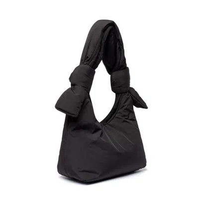 Lefrik Women's Biwa Mini Puffy Shoulder Bag Black Bloom In Metallic