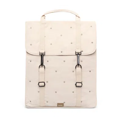 Lefrik Women's White Handy Backpack Ecru Dots In Purple