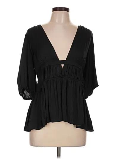 Pre-owned Left Coast By Dolan 3/4 Sleeve Blouse In Black