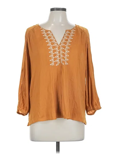 Pre-owned Left Coast By Dolan 3/4 Sleeve Blouse In Brown