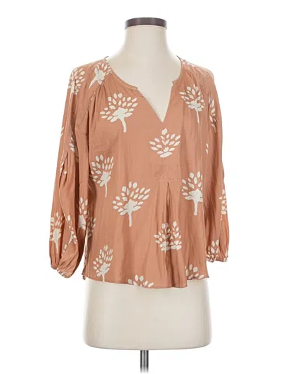 Pre-owned Left Coast By Dolan 3/4 Sleeve Blouse In Brown