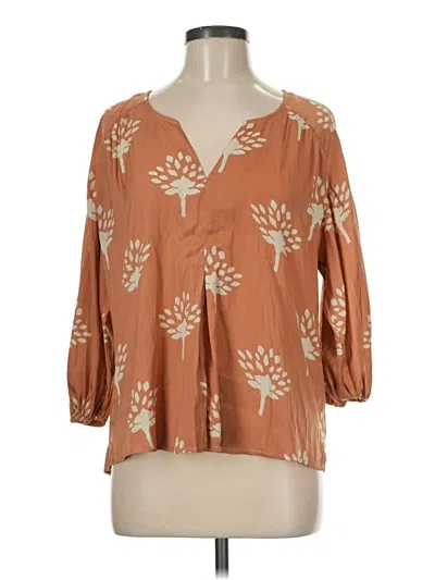 Pre-owned Left Coast By Dolan 3/4 Sleeve Blouse In Brown