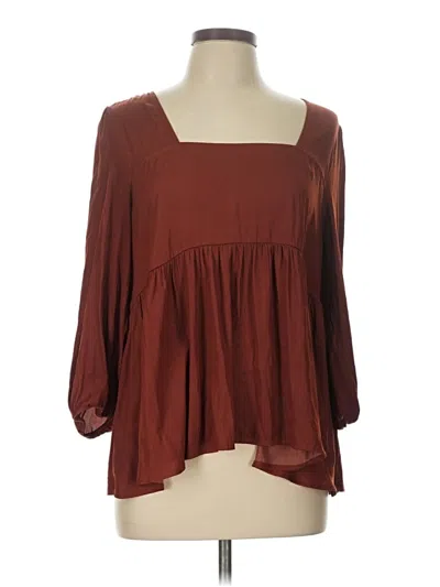 Pre-owned Left Coast By Dolan 3/4 Sleeve Blouse In Burgundy