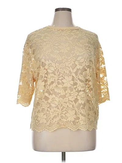 Pre-owned Left Coast By Dolan 3/4 Sleeve Blouse In Gold