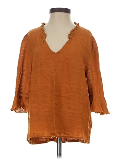 Pre-owned Left Coast By Dolan 3/4 Sleeve Blouse In Orange