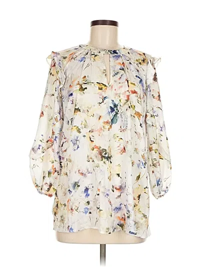 Pre-owned Left Coast By Dolan 3/4 Sleeve Blouse In White