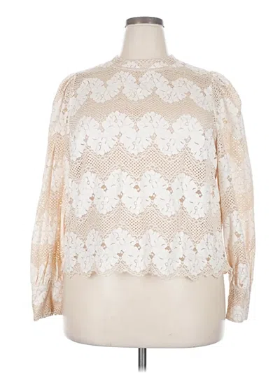 Pre-owned Left Coast By Dolan 3/4 Sleeve Blouse In White