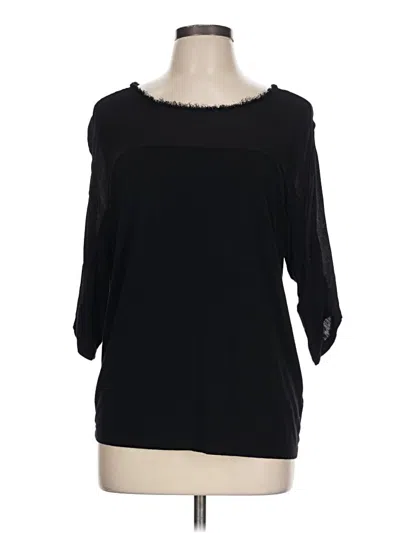 Pre-owned Left Coast By Dolan 3/4 Sleeve Top Black Boatneck Tops